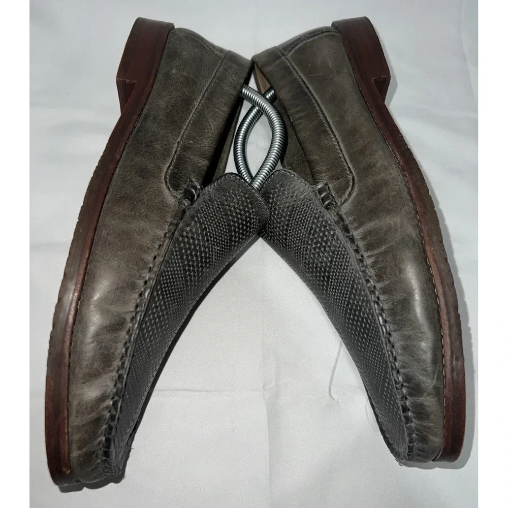 Tommy Bahama Grey Soft Nubuck Slip-On Leather Perforated Loafers Men's 9.5D